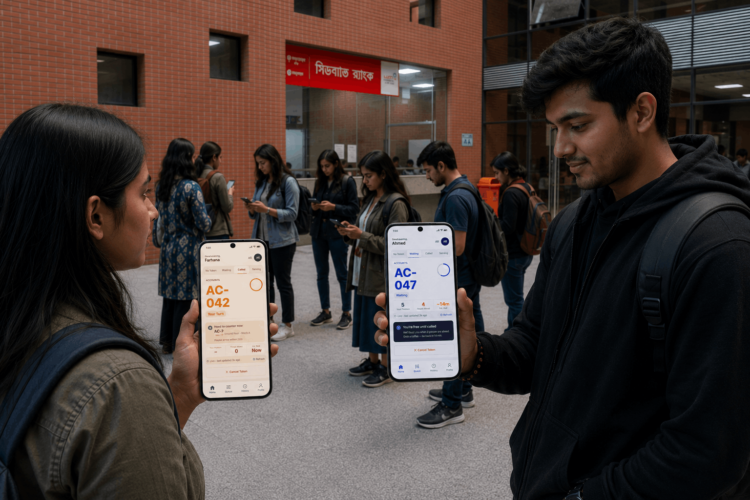 Students using SEU Queue at Southeast University campus